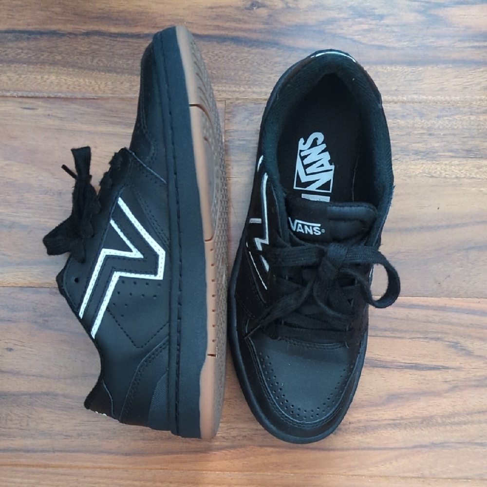 Vans Black Sneakers with White and Brown Accents